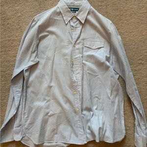 Ralph Lauren White and Blue Casual Button Down Shirt